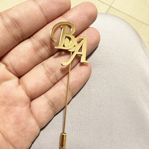 Personalized logo and name stick pin wholesale gold initial lapel pins custom no minimum factory